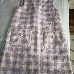 Rachel Zoe Purple and Cream Checkered Kids Formal Dress